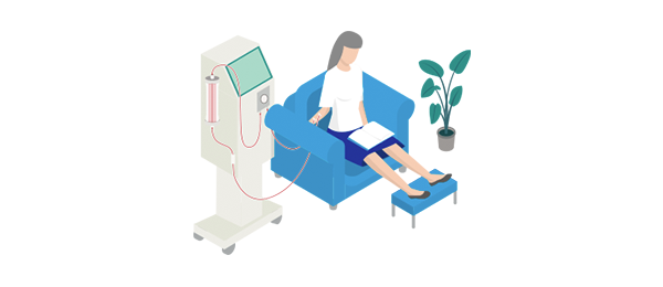 Patient erhält eine Heim-Hämodialyse (HD) - Heimdialysesysteme